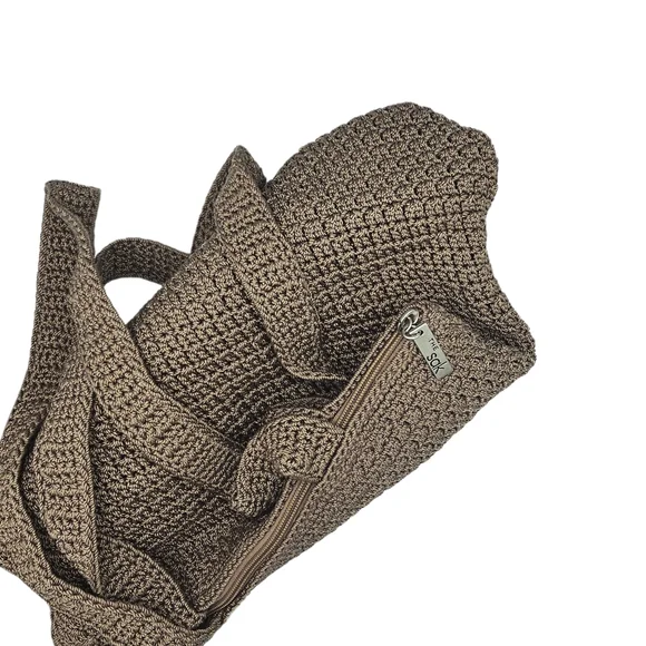 The Sak Elegant Tan Woven Tote Bag 13Wx11L - Picture 2 of 4